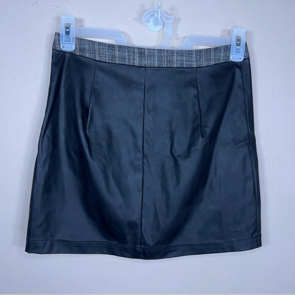NEW SIZE 6 BCBGeneration TWEED FAUX LEATHER MINI SKIRT PREPPY ACADEMIA - Picture 4 of 10